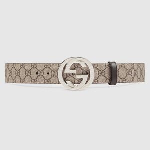 GUCCI SUPREME BELT WITH G BUCKLE MENS BROWN LOGO PRINT REVERSIBLE {$480} 75 / 30